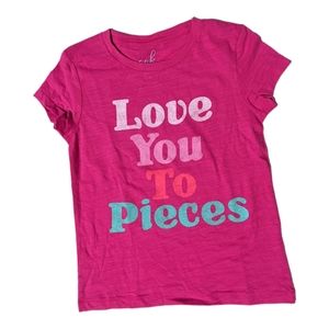 Peek Girls S 6-7 Pink "Love You To Pieces" Graphic Tshirt